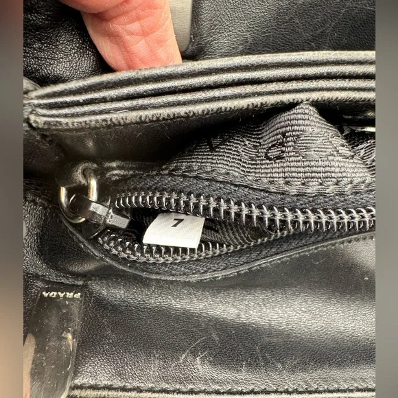 Prada - Authentic - Black Canvas & Leather Shoulder Bag with Metal Handles - Picture 13 of 16